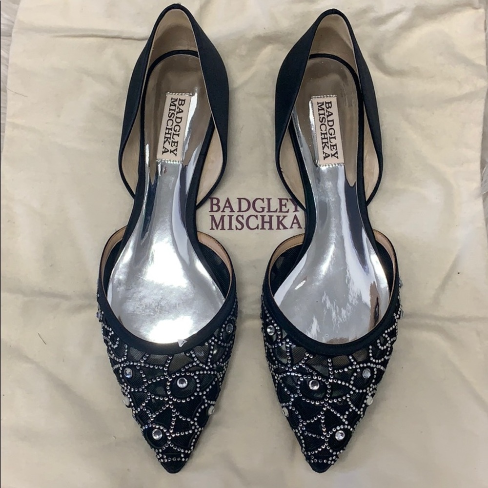 Badgley Mischka rhinestone dress flats shoes